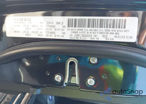 2016 Ram 1500 Lone Star z USA, uszkodzony, nr VIN 1C6RR7LT8GS222318